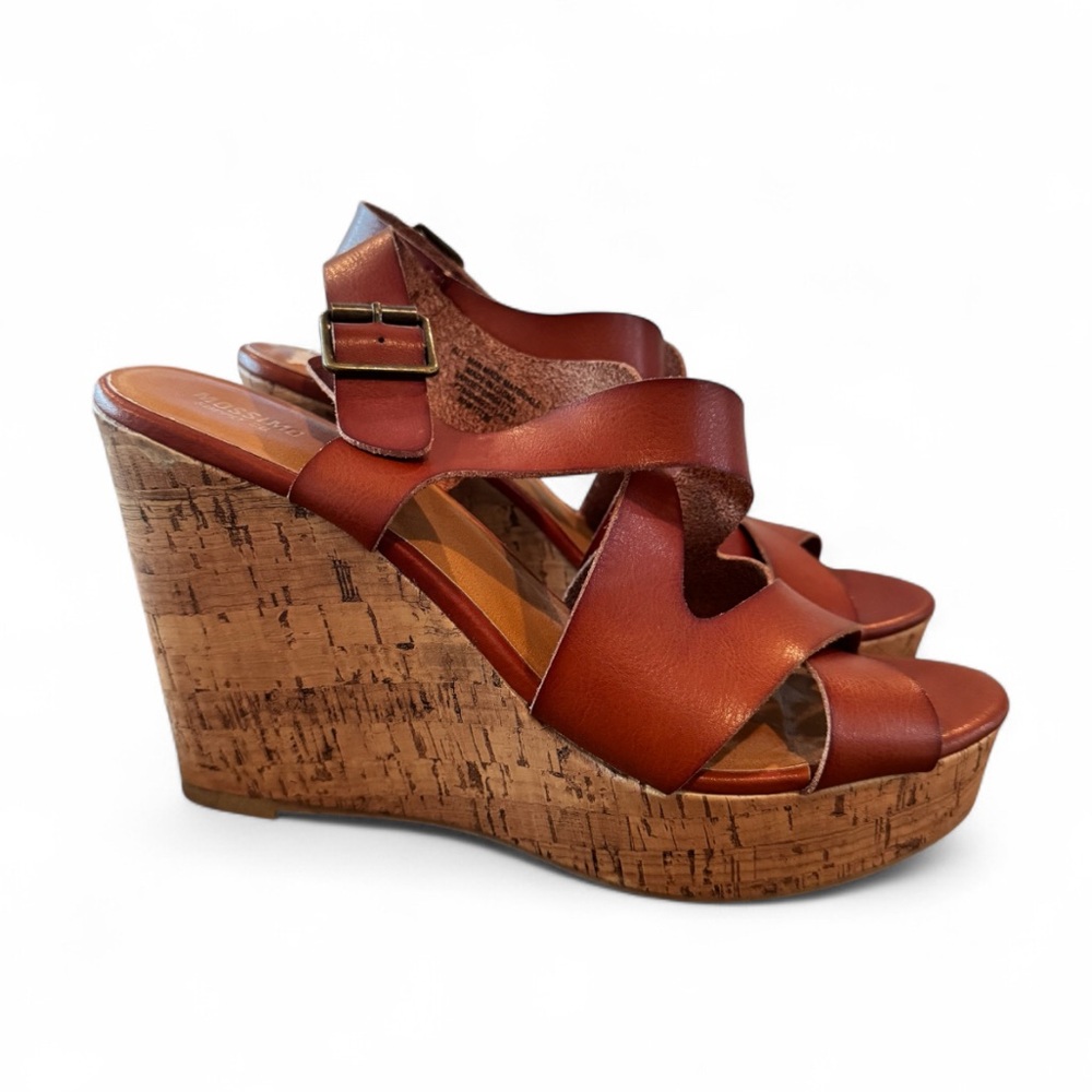 Mossimo Brown Leather Wedge Sandals